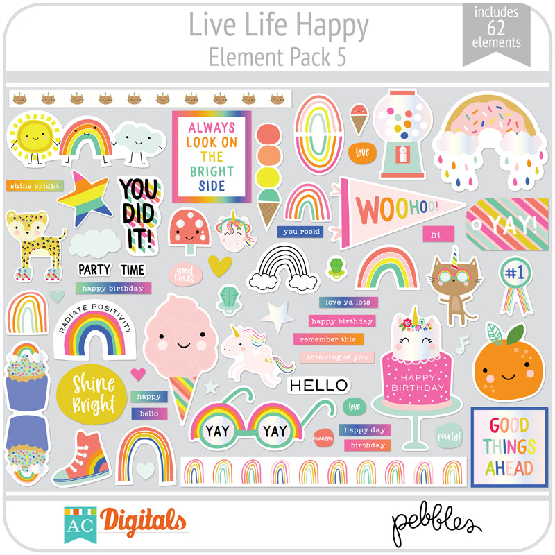 Live Life Happy Element Pack 5