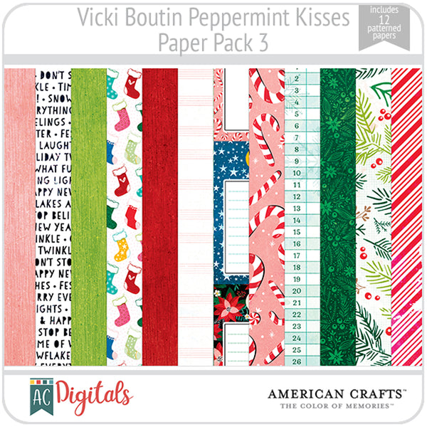 Peppermint Kisses Paper Pack 3