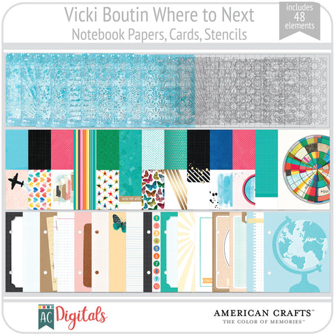 Where to Next Element Pack Notebook Papers, Cards, Stencils