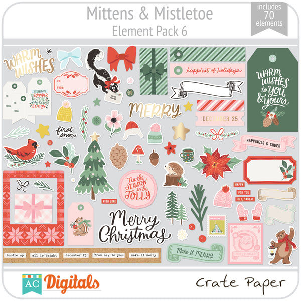 Mittens & Mistletoe Element Pack 6