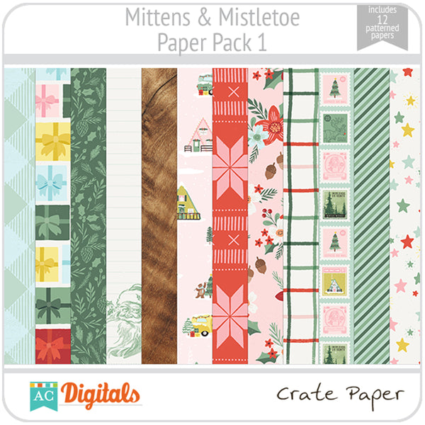 Mittens & Mistletoe Paper Pack 1