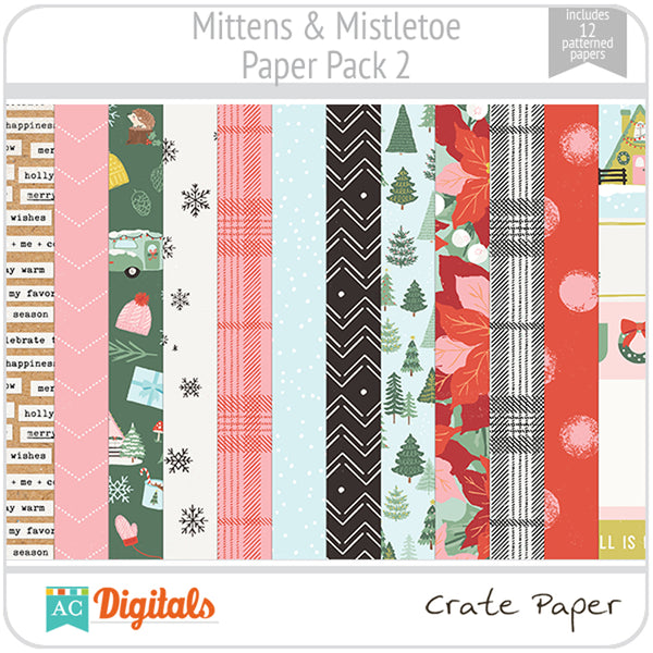Mittens & Mistletoe Paper Pack 2