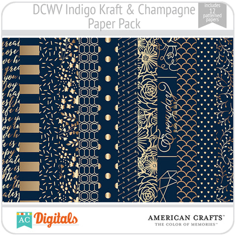 Indigo Kraft & Champagne Paper Pack