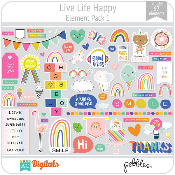 Live Life Happy Element Pack 1