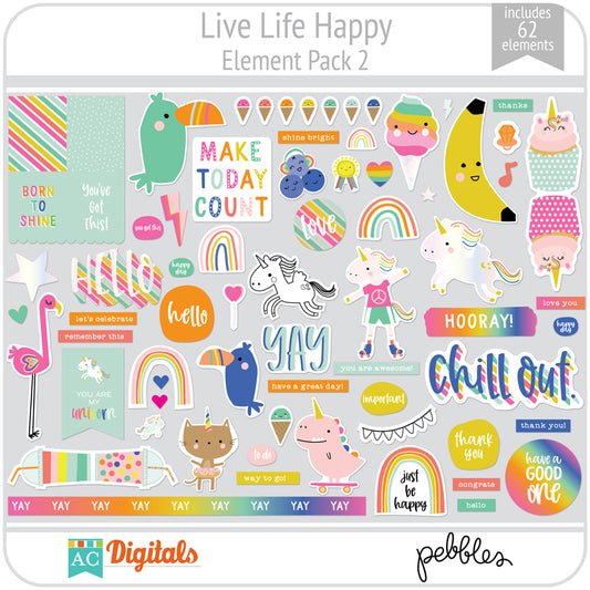 Live Life Happy Element Pack 2