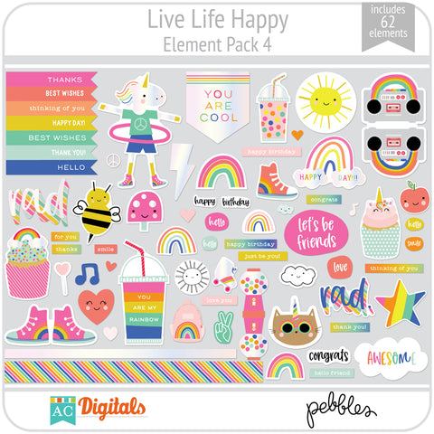 Live Life Happy Element Pack 4