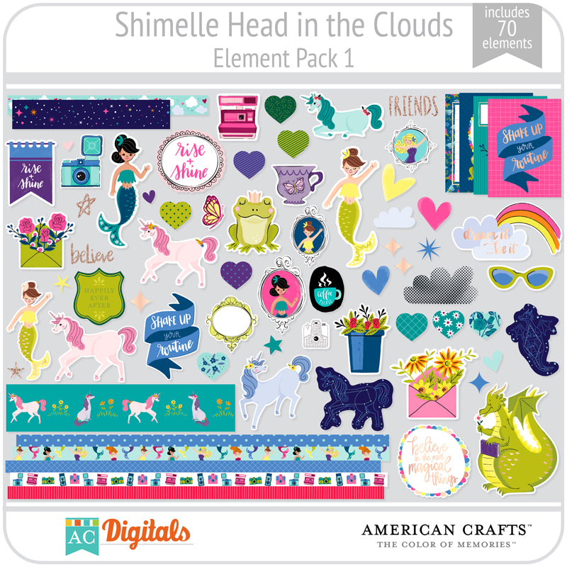 HEAD IN the Clouds-chipboard 12x12 Stickers by Shimelle 