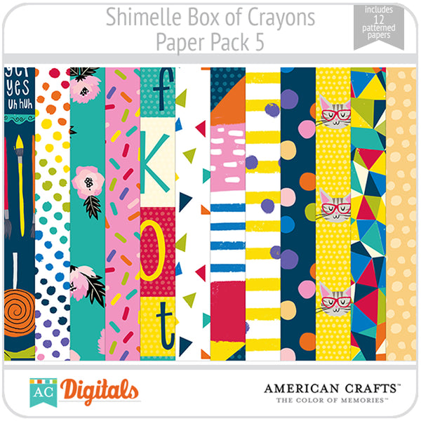 Shimelle Box of Crayons Paper Pack 5