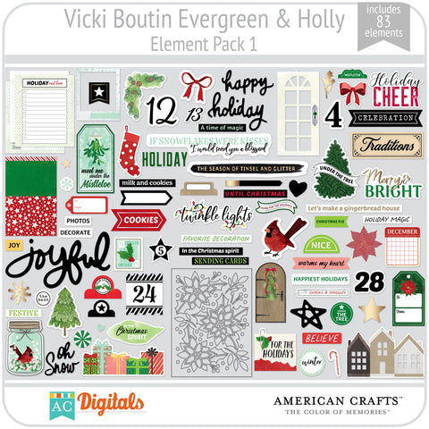 Evergreen & Holly Element Pack 1