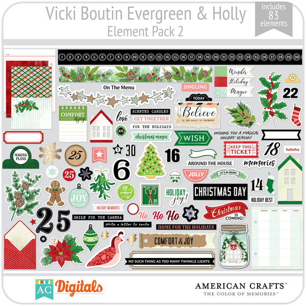 Evergreen & Holly Element Pack 2