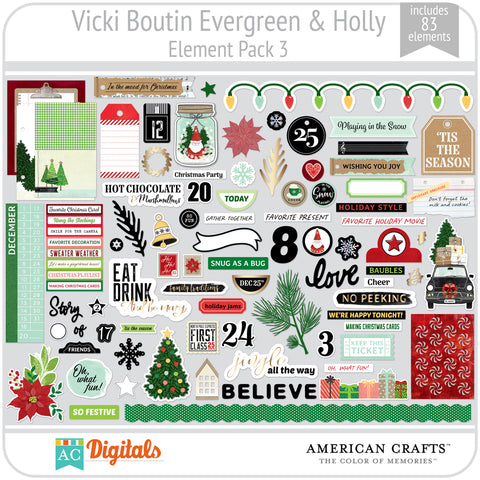 Evergreen & Holly Element Pack 3