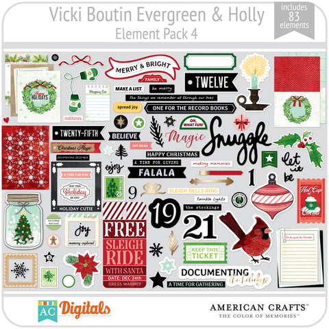 Evergreen & Holly Element Pack 4