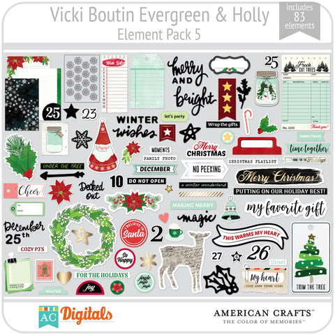 Evergreen & Holly Element Pack 5