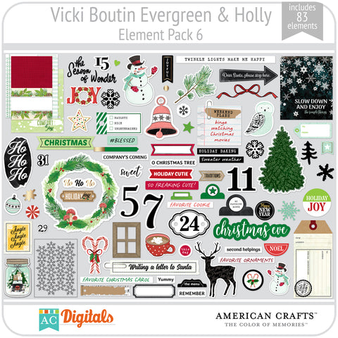 Evergreen & Holly Element Pack 6