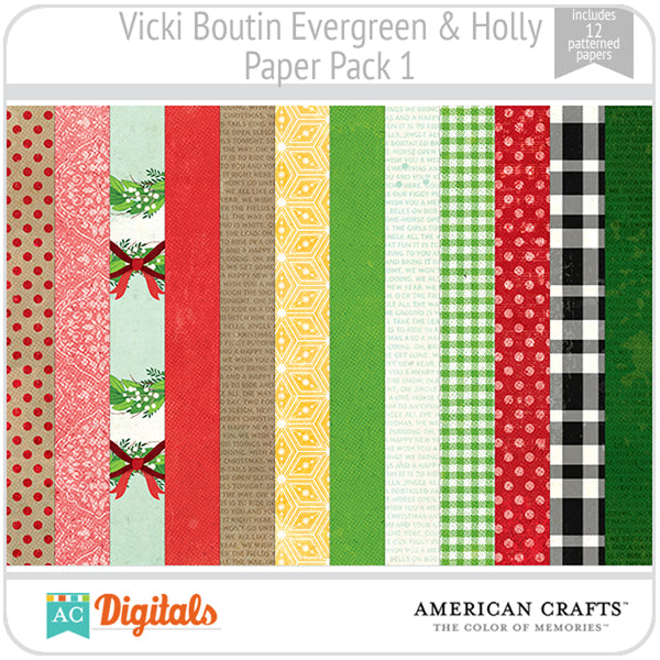 Evergreen & Holly Paper Pack 1