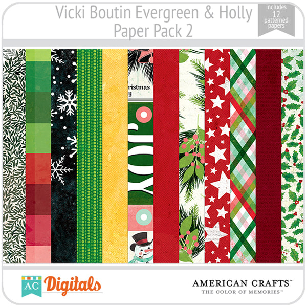 Evergreen & Holly Paper Pack 2