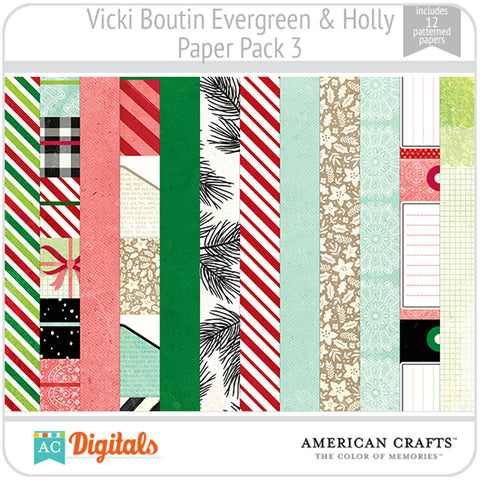 Evergreen & Holly Paper Pack 3