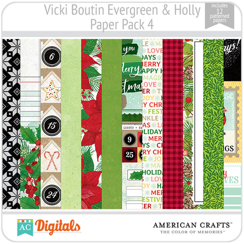 Evergreen & Holly Paper Pack 4